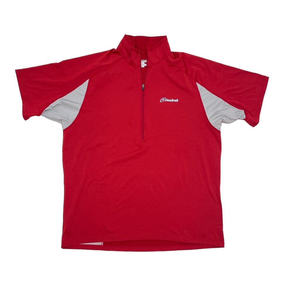 Cloudveil Short Sleeve Pullover Men’s Size Large Red Half Zip‎ Shirt Hiking Base - Picture 1 of 11